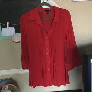 Red Alfani Button-up Blouse